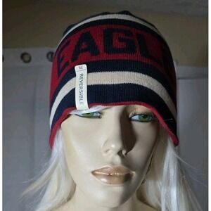 Vintage American Eagle Beanie Hat Skull Cap Toboggan Reversible Y2k 99's NWT
